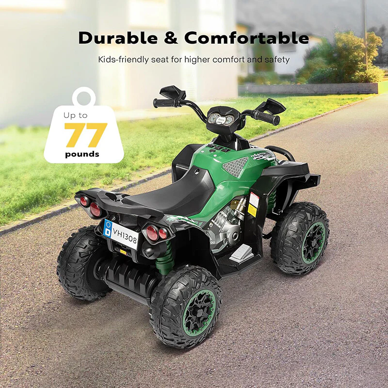 12V Kids Ride-On ATV with High/Low Speed, 2.7 MPH Max, LED Lights, Music, and Horn - Image 3