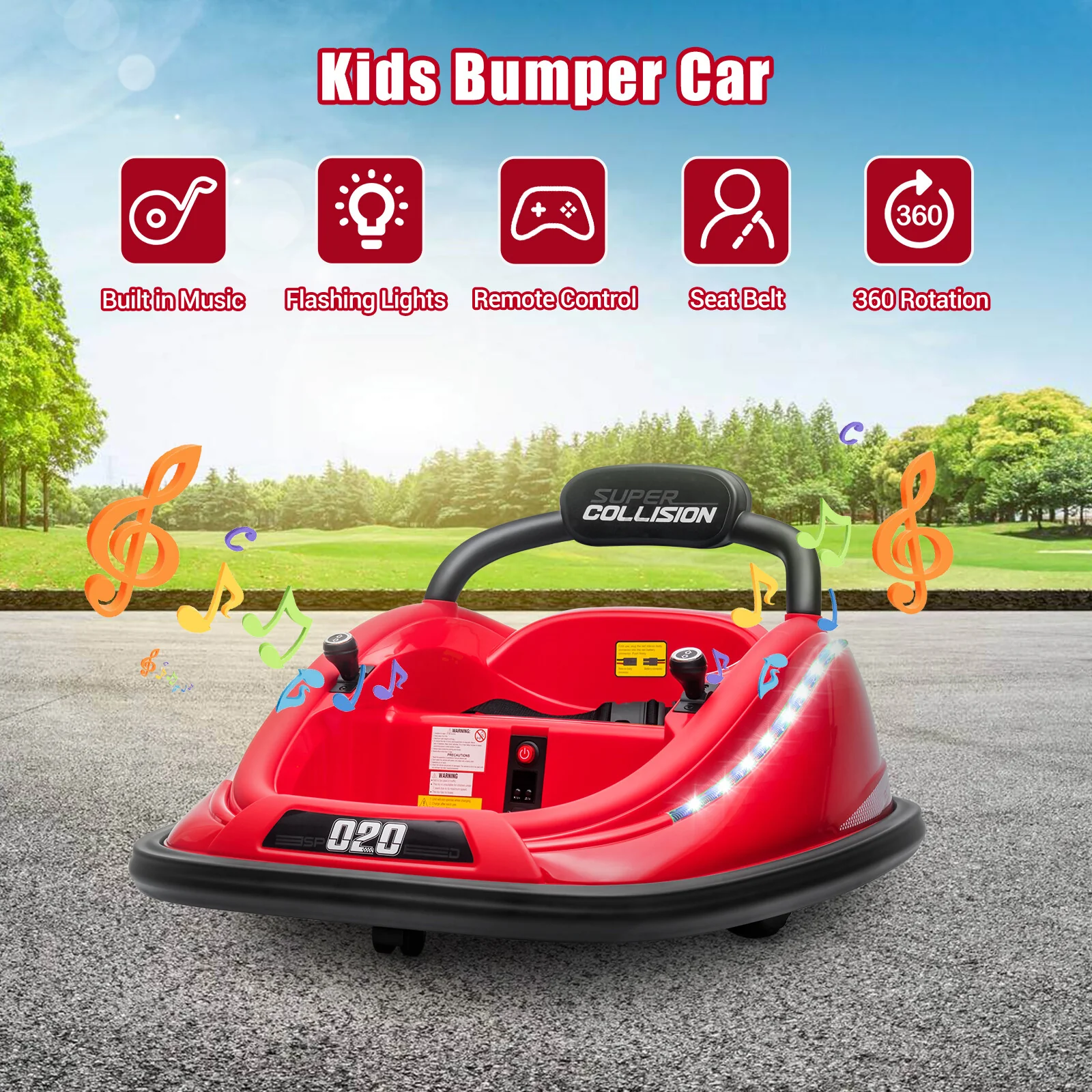 12V Kids Electric Ride-On Bumper Car with 360° Spin and Parent Remote Control - Image 10