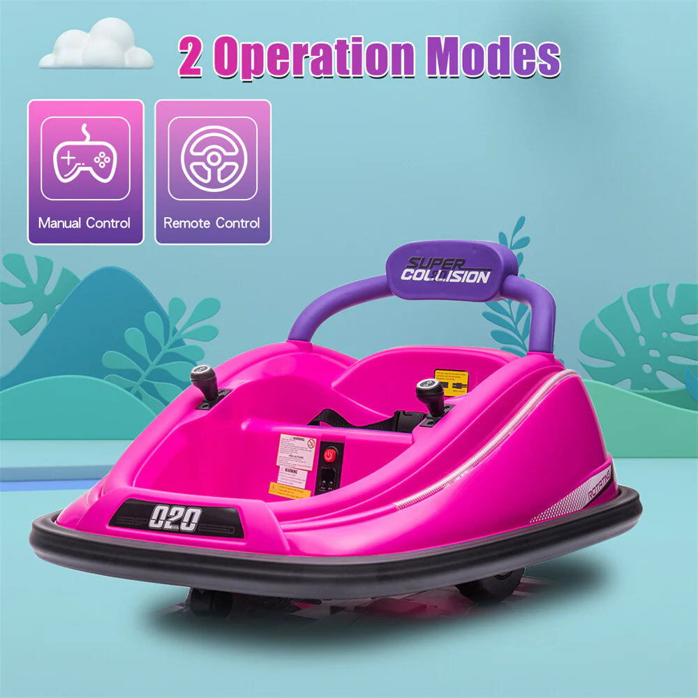 12V Kids Electric Ride-On Bumper Car with 360° Spin and Parent Remote Control