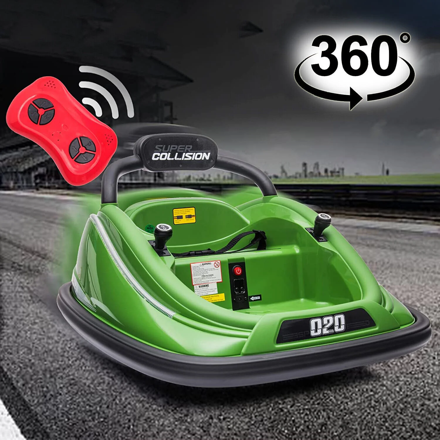 12V Kids Ride-On Bumper Car Electric Vehicle with 360° Spinning and LED Lights Remote Control - Image 24