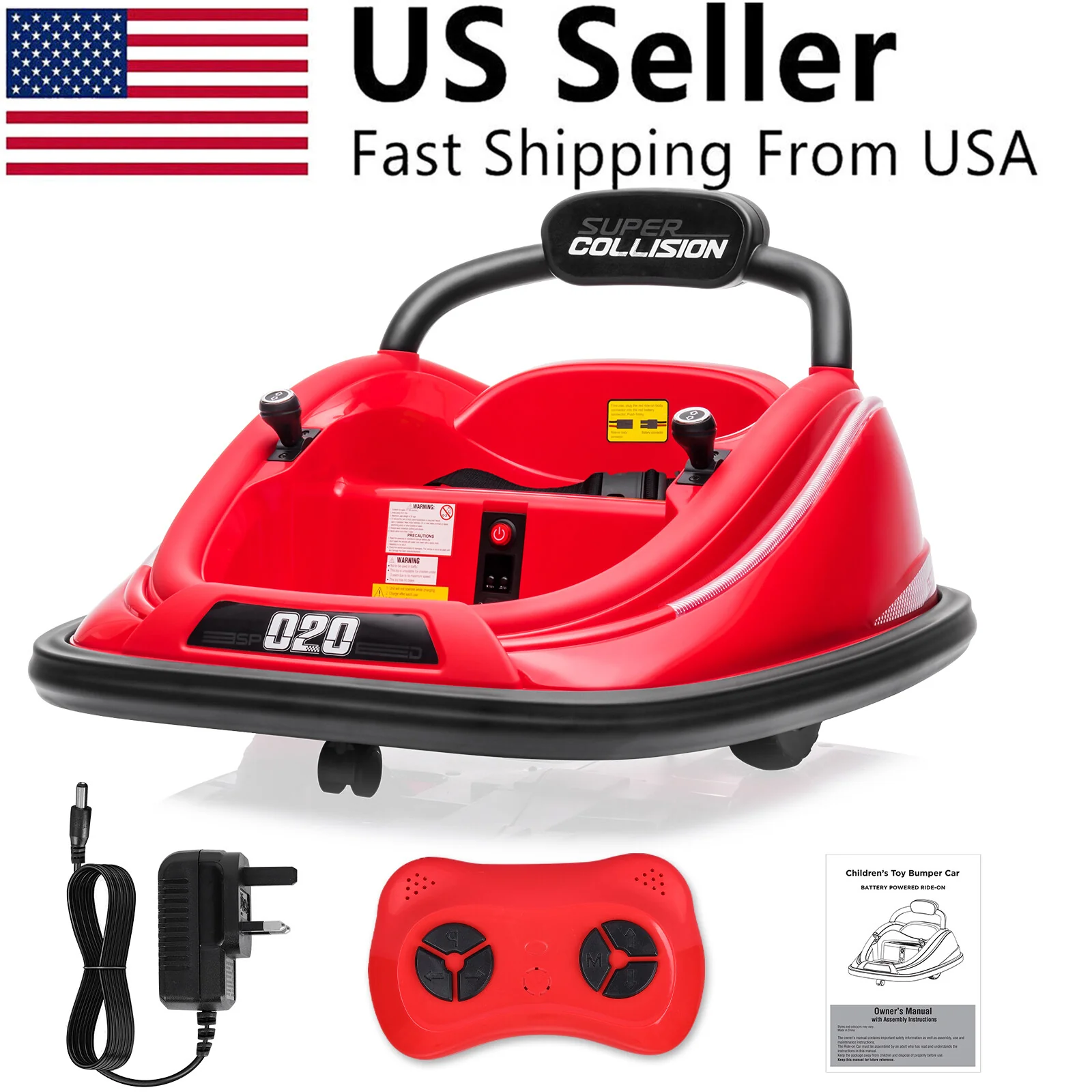12V Kids Electric Ride-On Bumper Car with 360° Spinning, Remote Control, and MP3 Player - Image 11