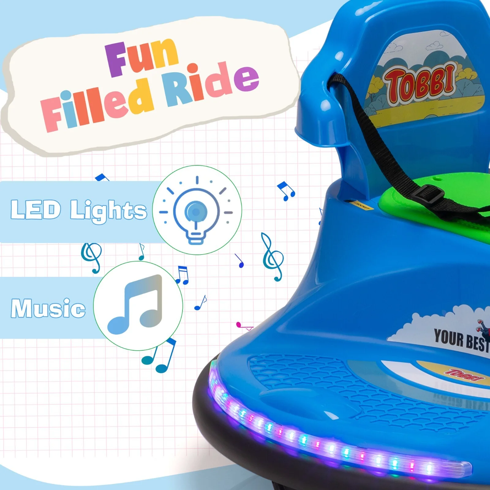 12V Kids Electric Ride-On Bumper Car with 360° Spinning, Remote Control, and MP3 Player - Image 21