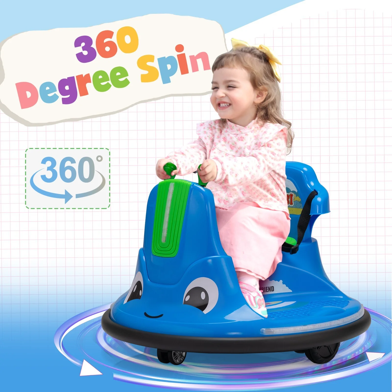 12V Kids Electric Ride-On Bumper Car with 360° Spinning, Remote Control, and MP3 Player - Image 26