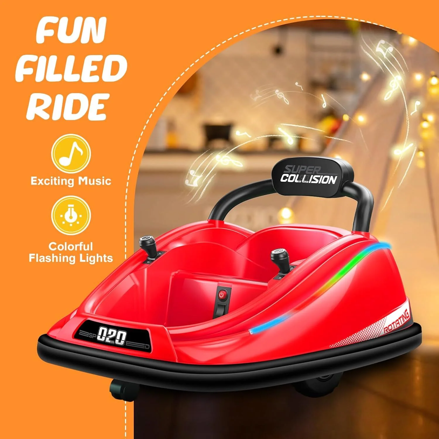 12V Kids Electric Ride-On Bumper Car with 360° Spinning, Remote Control, and MP3 Player - Image 2