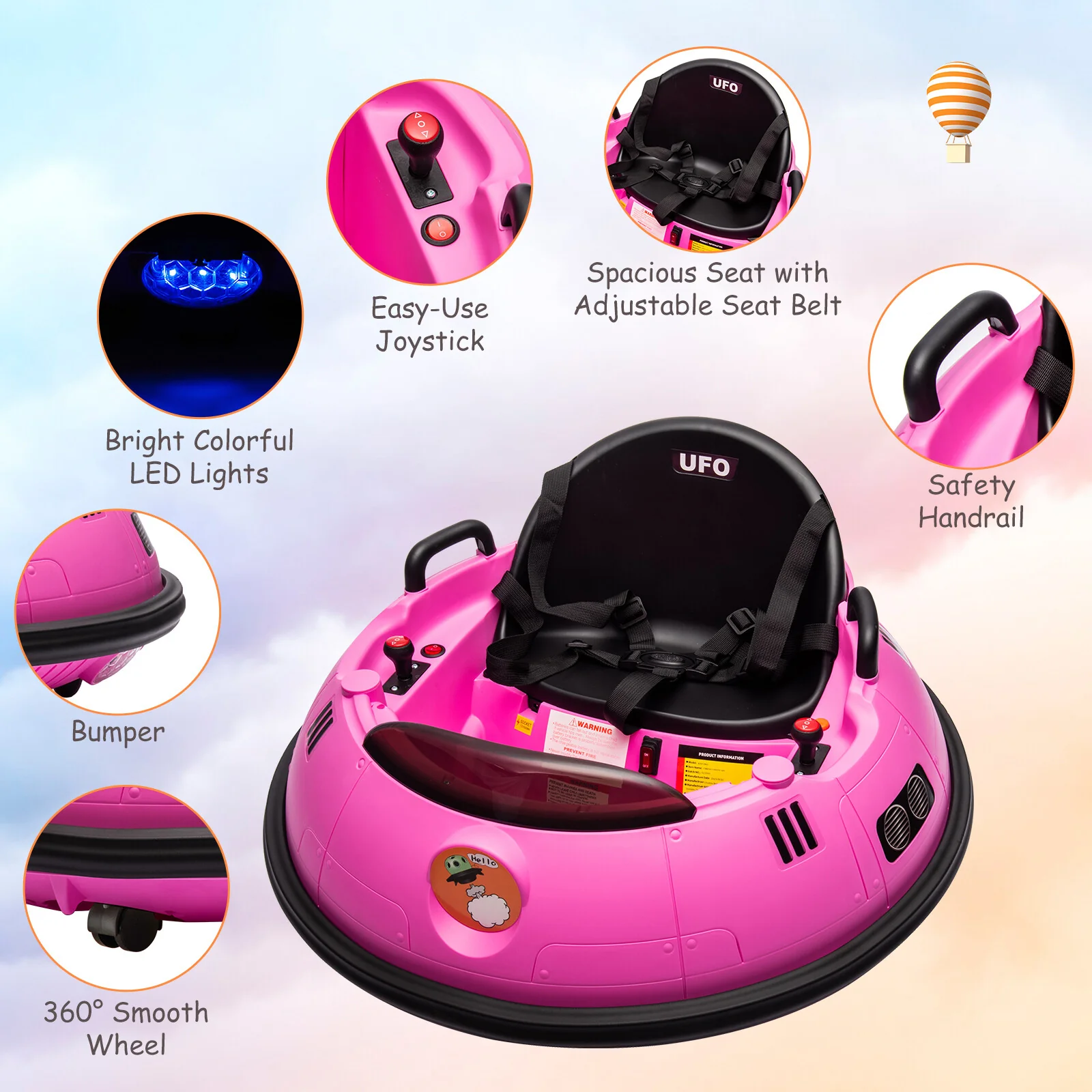 12V Electric Kids Ride-On Bumper Car with Remote Control for Toddlers - Image 6