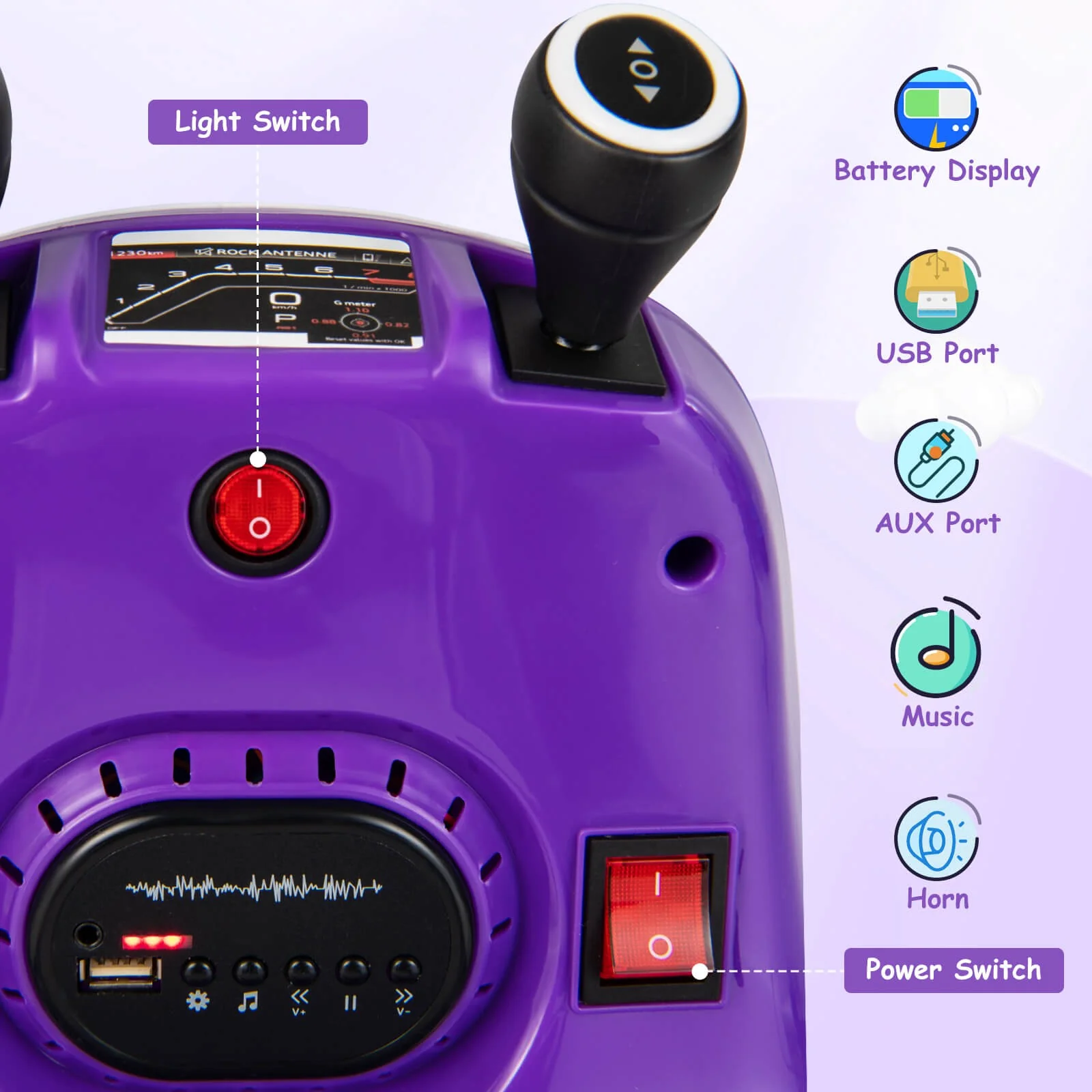 12V Electric Kids Ride-On Bumper Car with Remote Control for Toddlers Purple - Image 7
