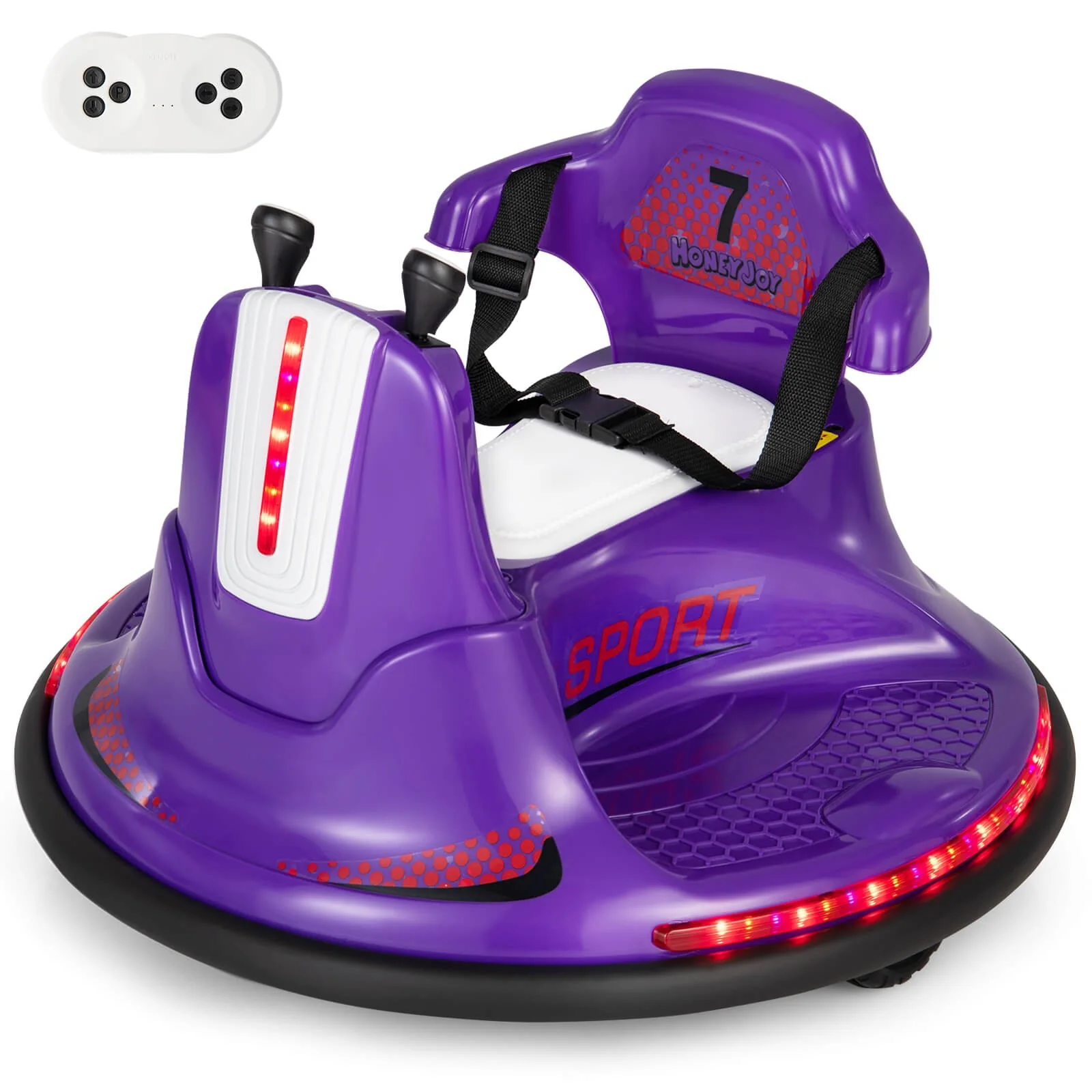 12V Electric Kids Ride-On Bumper Car with Remote Control for Toddlers Purple - Image 9