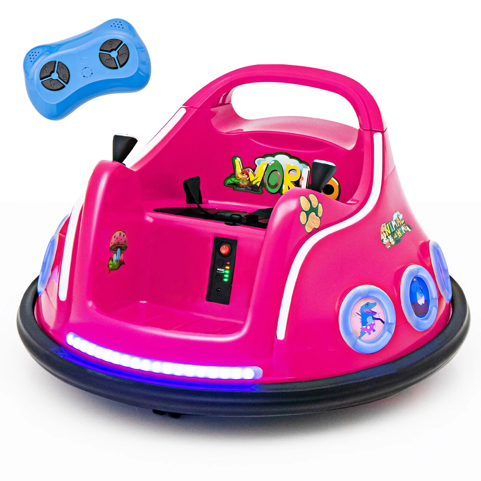 12V Kids Ride-On Bumper Car with Remote Control, Flashing LED Lights, and Music – Pink - Image 10