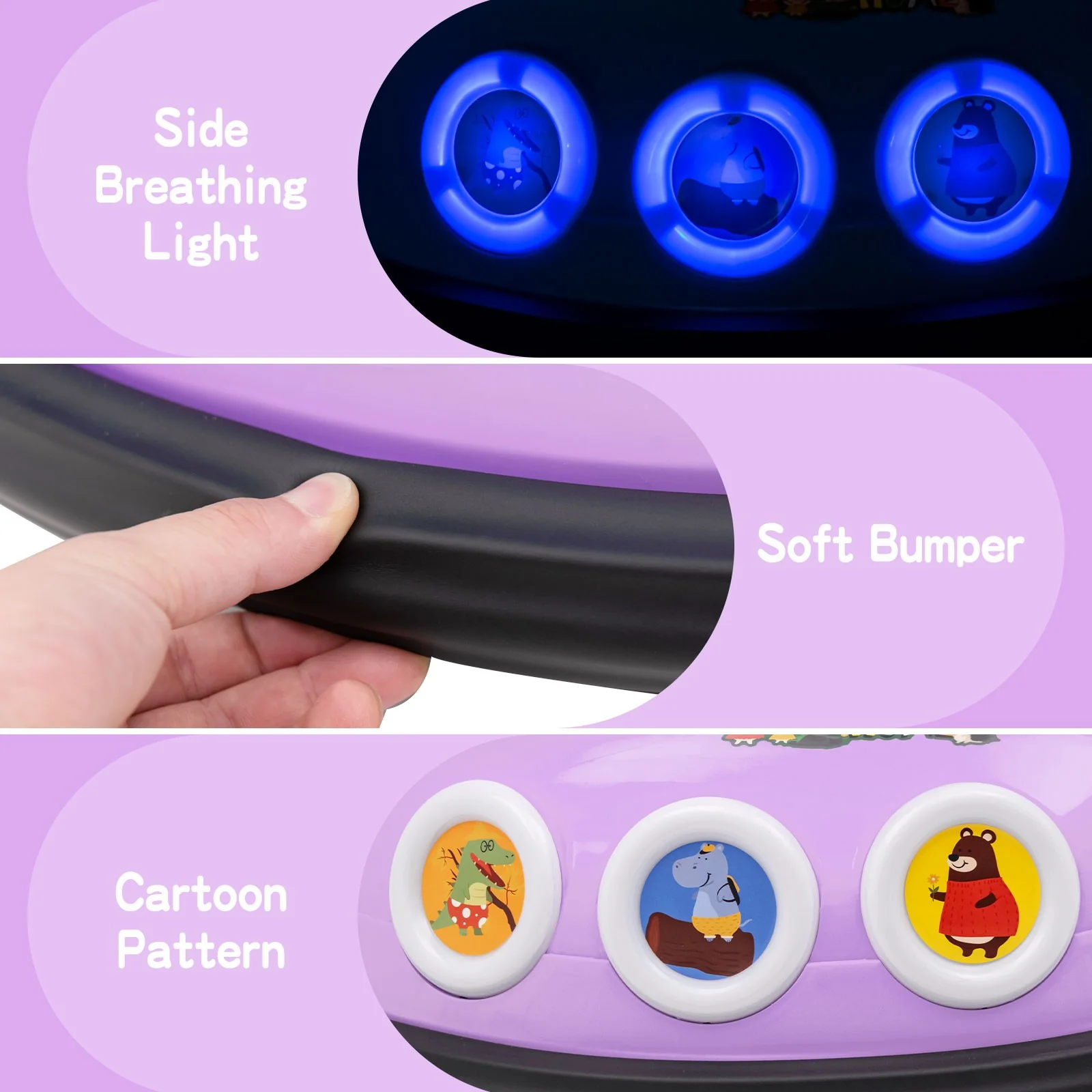 12V Kids Ride-On Bumper Car with Remote Control, Flashing LED Lights, and Music – Purple - Image 9