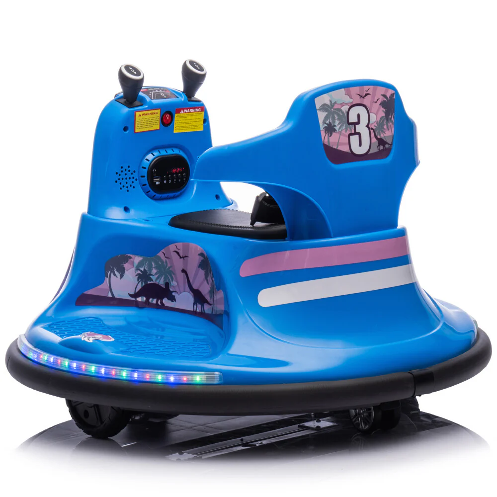 12V Kids Ride-On Bumper Car with 360° Rotation, LED Lights, Safety Belt, Music, and Bluetooth - Image 12