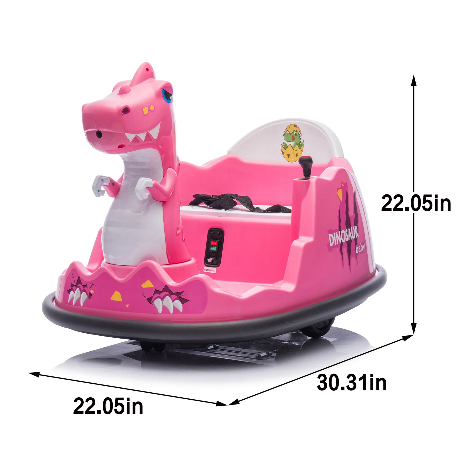12V Kids Ride-On Dinosaur Bumper Car with Parental Remote Control and Detailed Design - Image 2