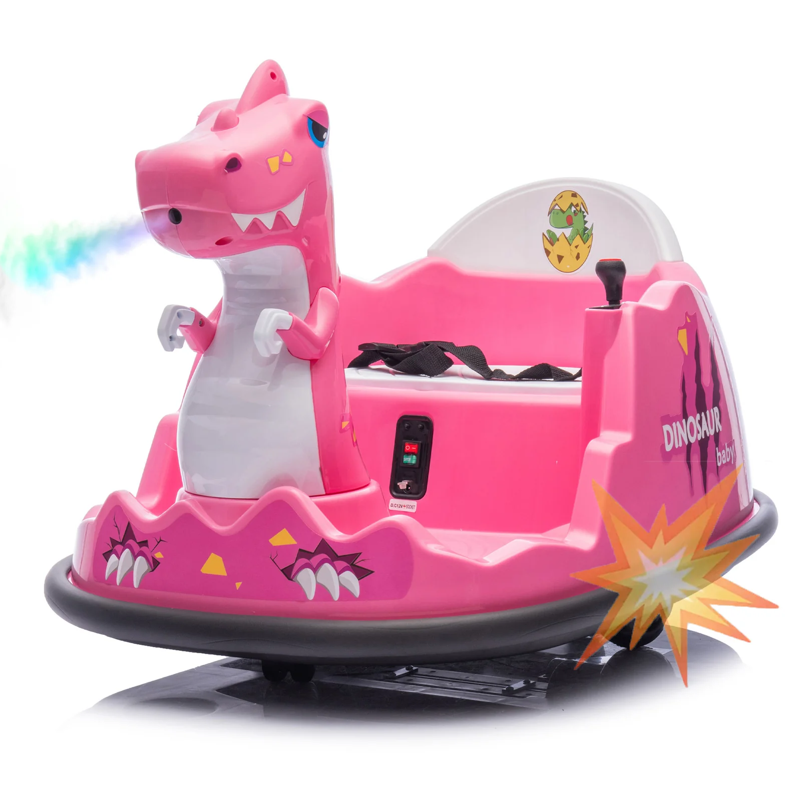 12V Kids Ride-On Dinosaur Bumper Car with Parental Remote Control and Detailed Design - Image 24
