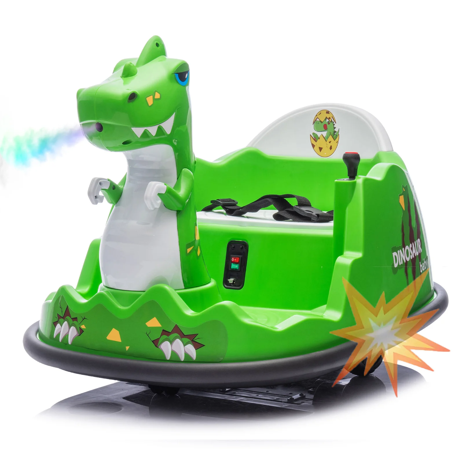 12V Kids Ride-On Bumper Car with Parental Control Dinosaur Design 2WD - Image 25