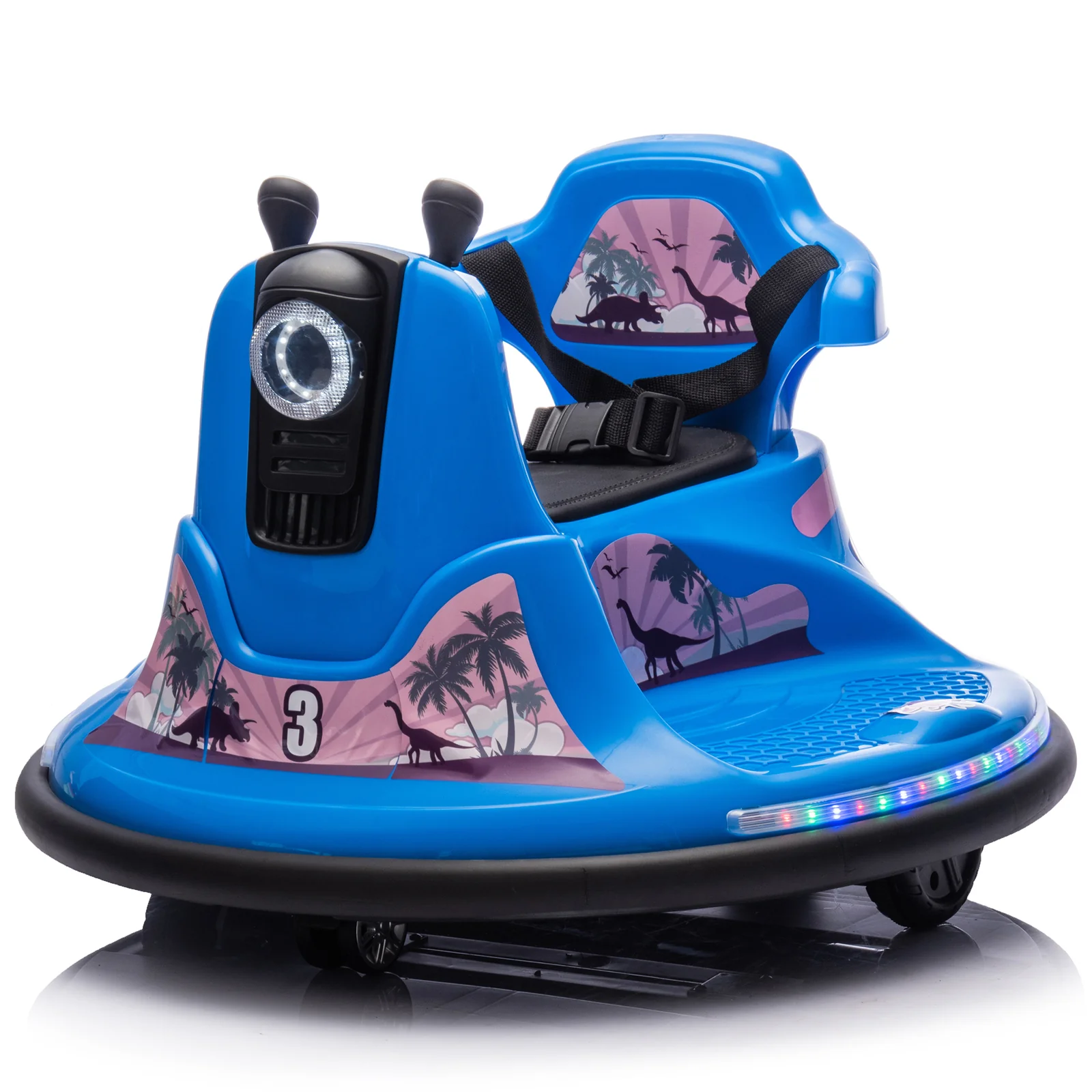12V Kids Ride-On Bumper Car with Parent Control, 360-Degree Rotation, Two-Handed Steering