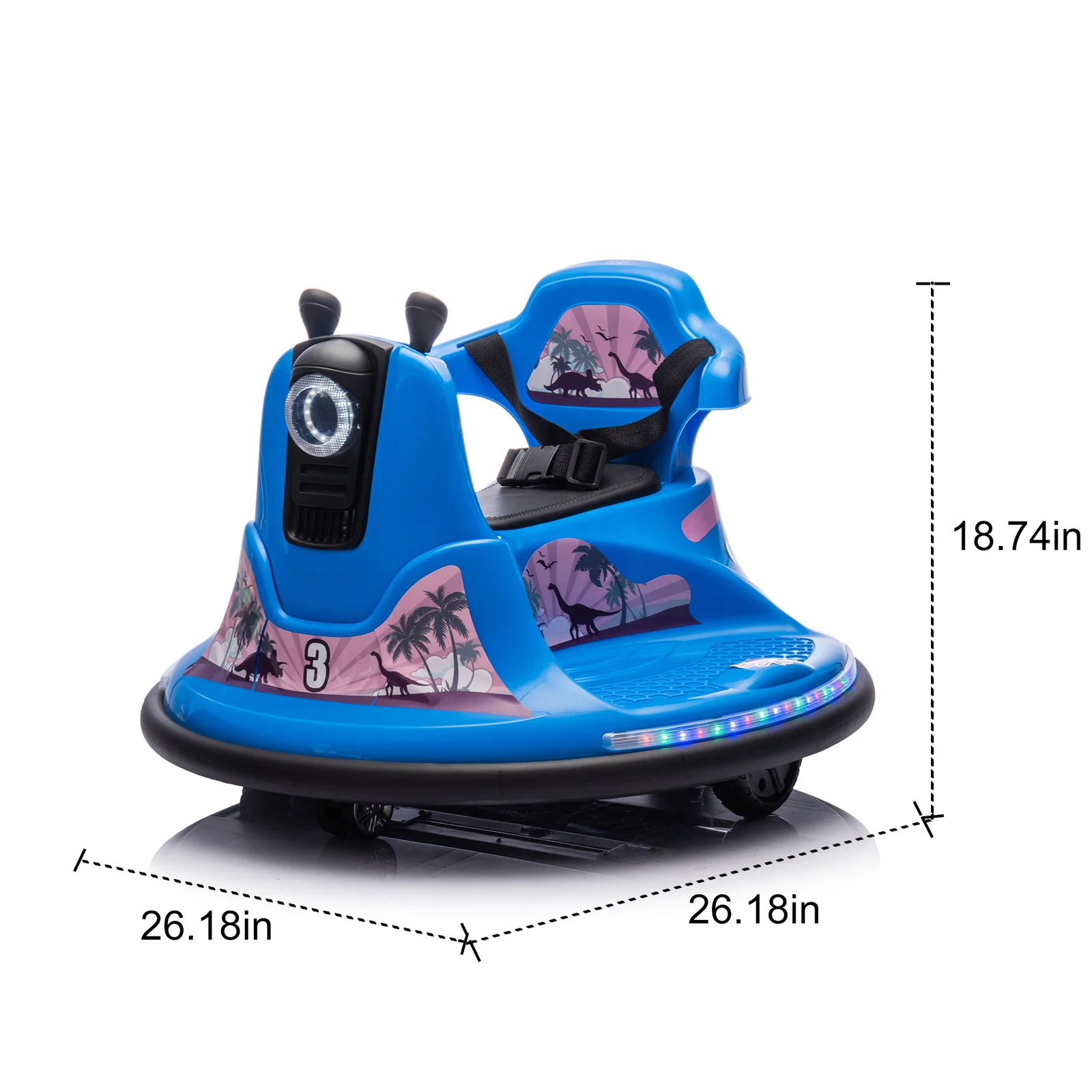 12V Kids Ride-On Bumper Car with Parental Remote Control, 360-Degree Rotation, Two-Handed Steering - Image 2