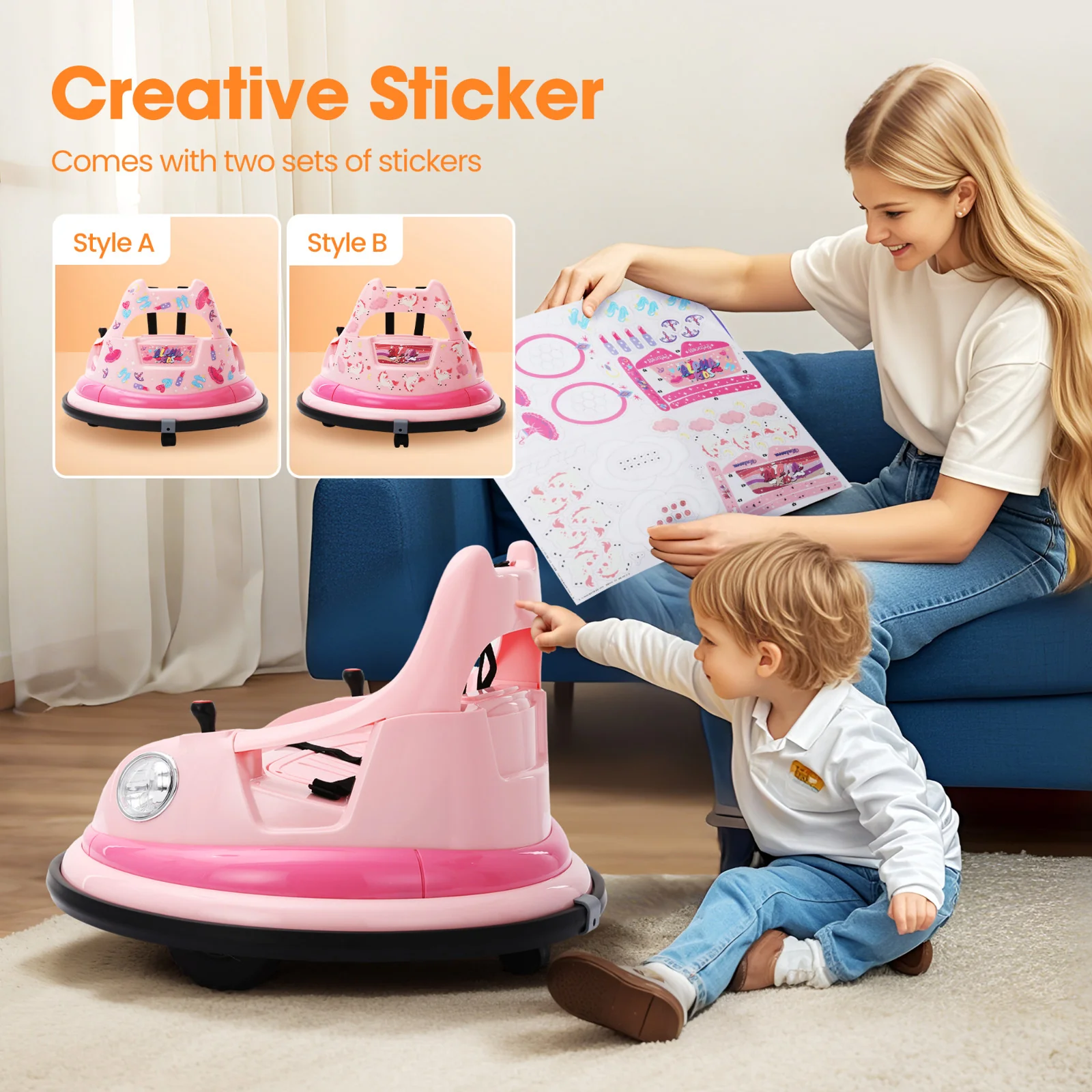 12V Toddler Electric Ride-On Bumper Car with 360° Spin, Remote Control, and LED Lights - Image 8