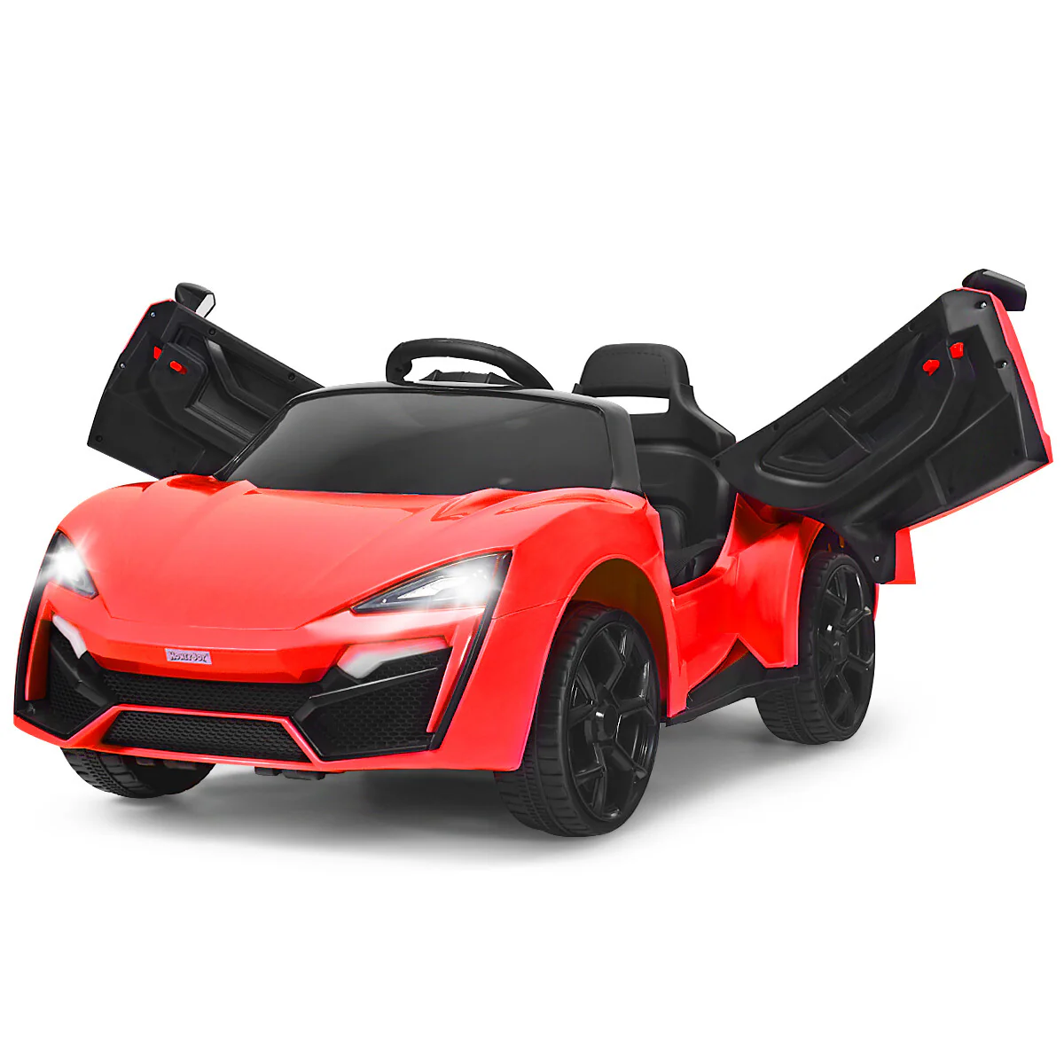 12V Kids Electric Ride-On Car with 2.4G RC, Lights, MP3, and Openable Doors - Red - Image 12
