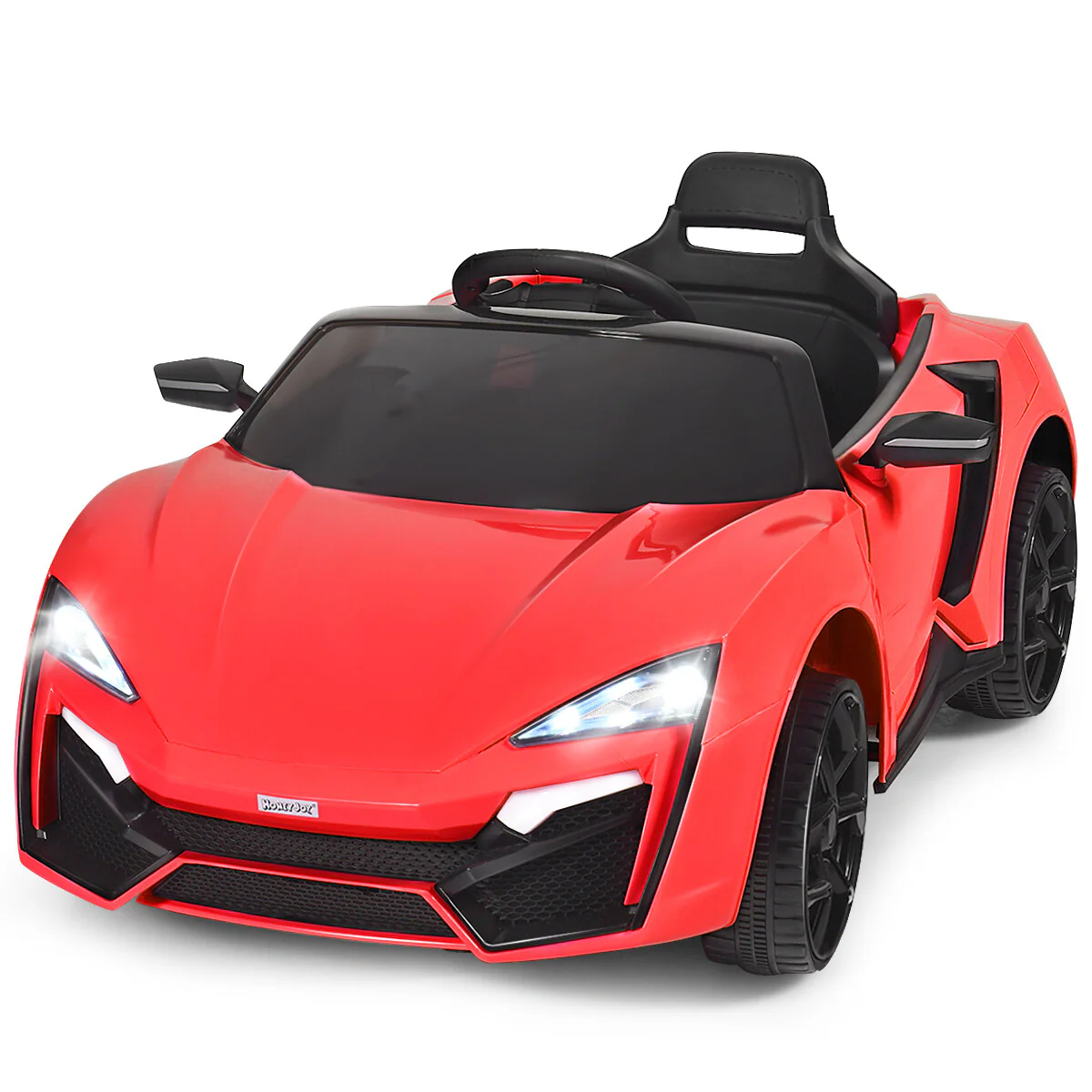 12V Kids Electric Ride-On Car with 2.4G RC, Lights, MP3, and Openable Doors - Red - Image 13