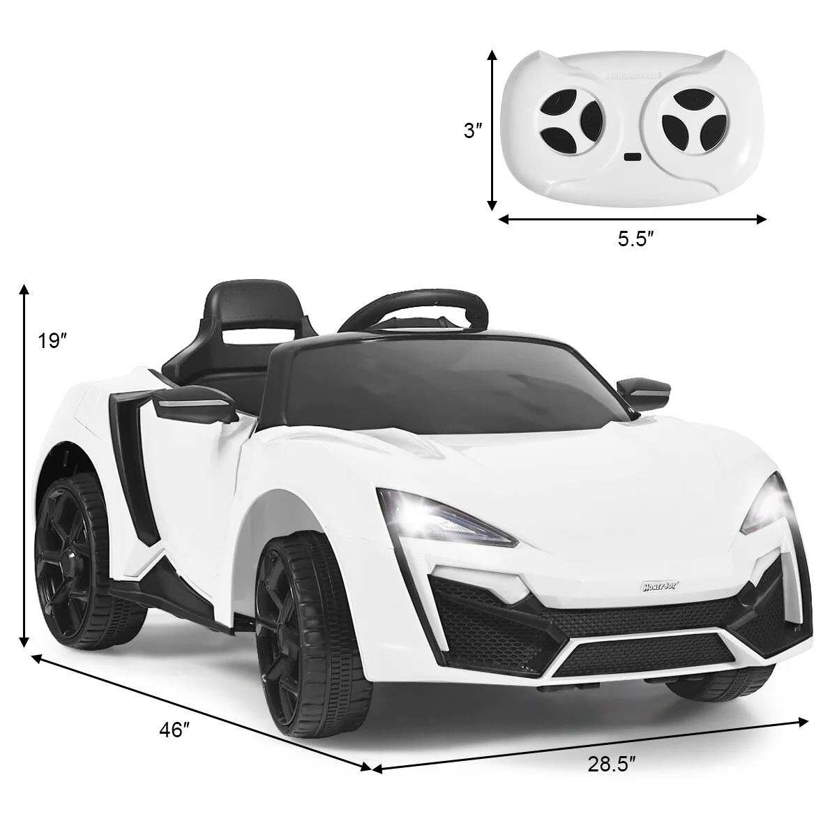 12V Kids Electric Ride-On Car with Remote Control, Lights, MP3, and Openable Doors - Image 2