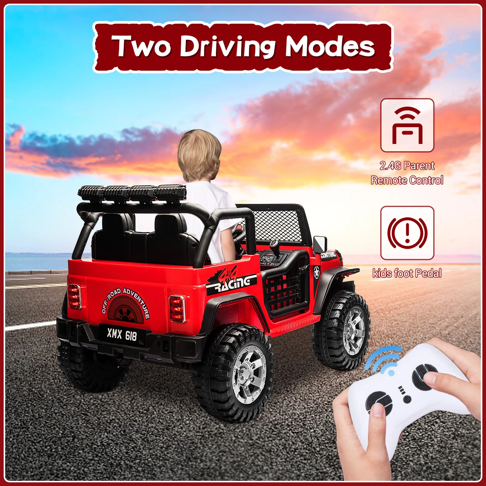 12V Electric 2-Seater Kids Ride-On Jeep Toy with Remote Control - Image 4