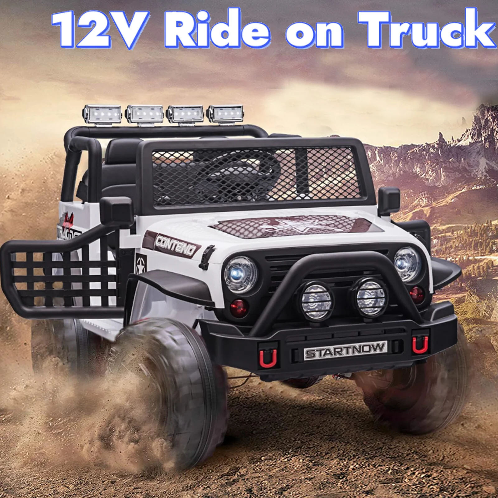 12V Kids 2-Seater Electric Ride-On Jeep Truck with MP3, LED Lights, and Remote Control