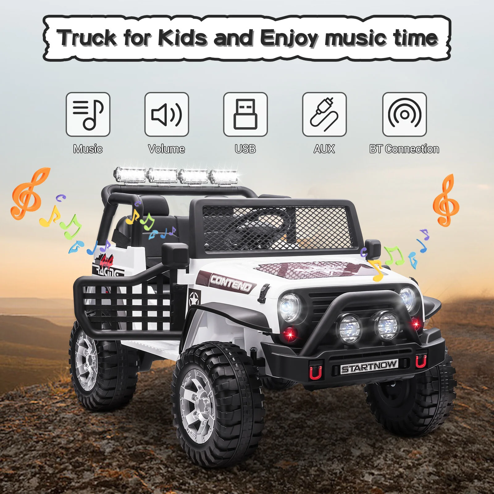 12V Kids 2-Seater Electric Ride-On Jeep Truck with MP3, LED Lights, and Remote Control - Image 2