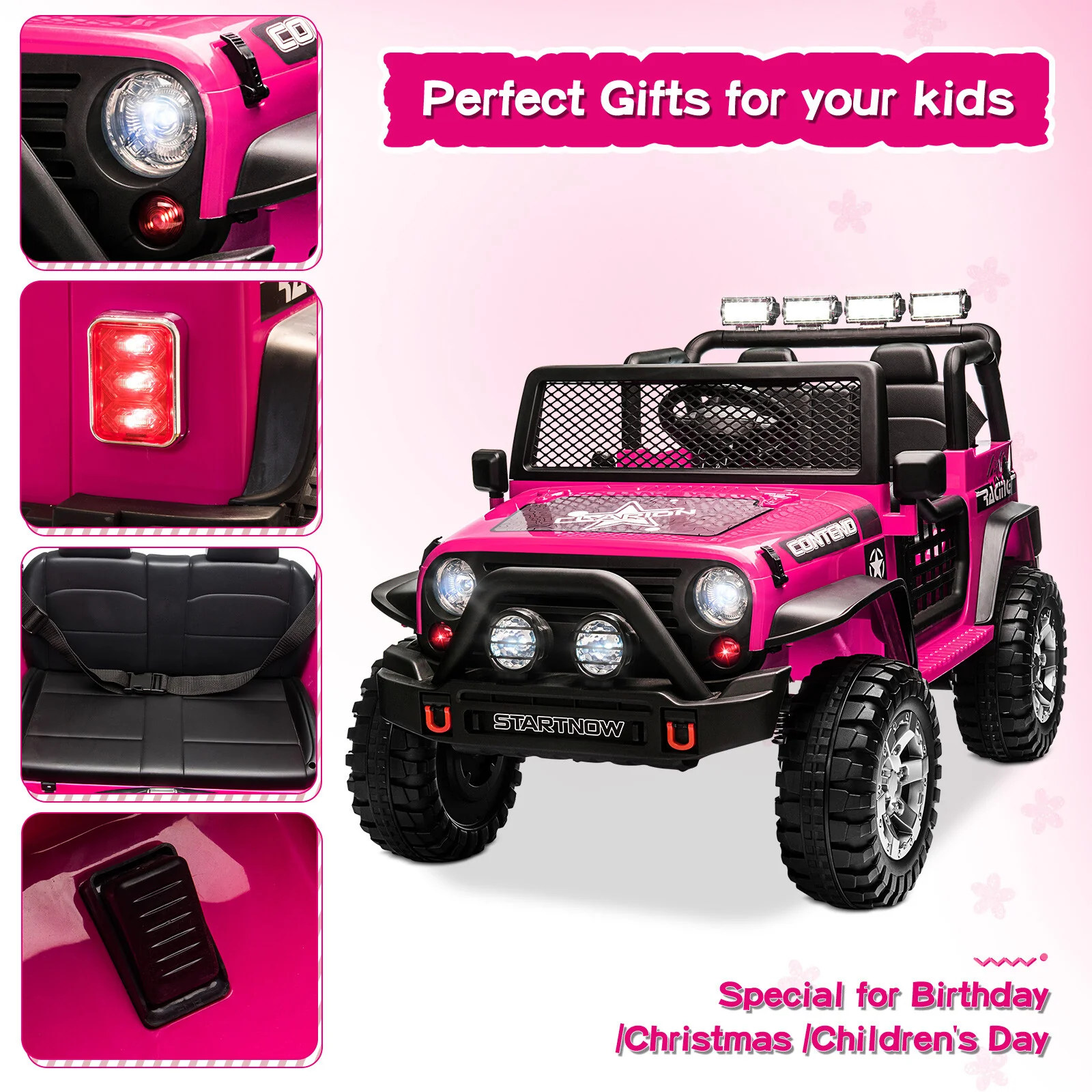 12V Kids Electric Ride-On 2-Seater Jeep Truck with Remote Control - Image 11