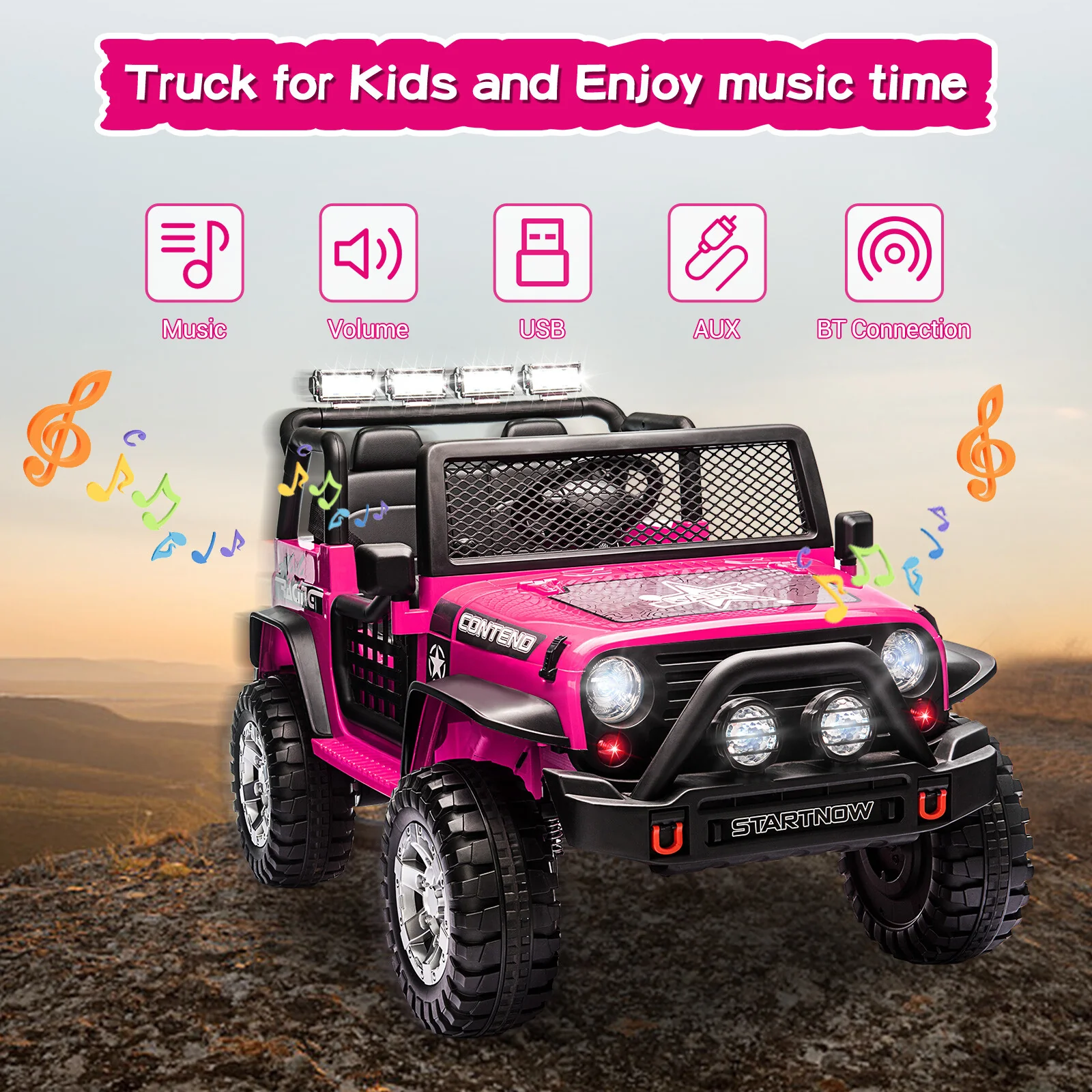 12V Kids Electric Ride-On 2-Seater Jeep Truck with Remote Control - Image 3