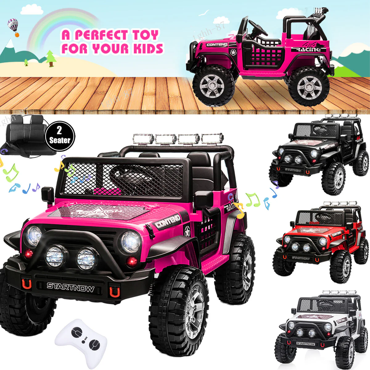 12V Electric 2-Seater Kids Ride-On Jeep Truck with Remote Control - Image 4
