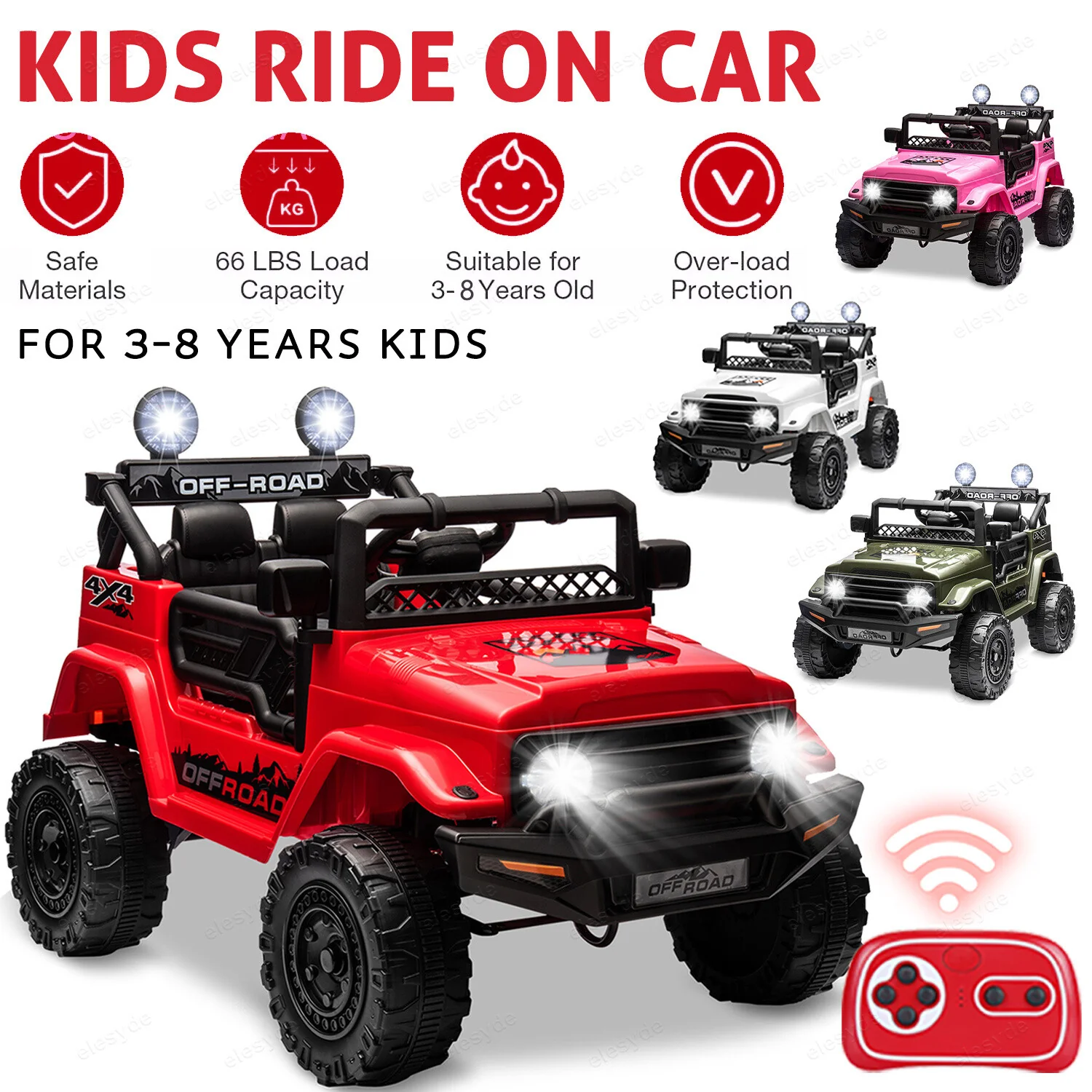 12V Electric 2-Seater Kids Ride-On Jeep Truck with Remote Control - Image 2