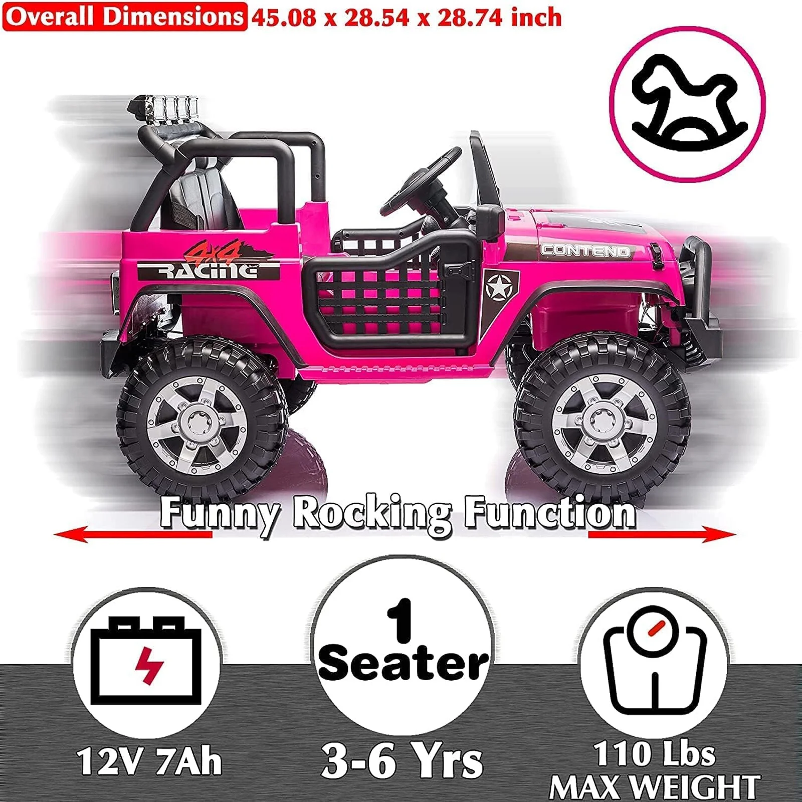 12V Electric 2-Seater Kids Ride-On Jeep Truck with Remote and MP3 Player for Ages 3-8 - Image 10