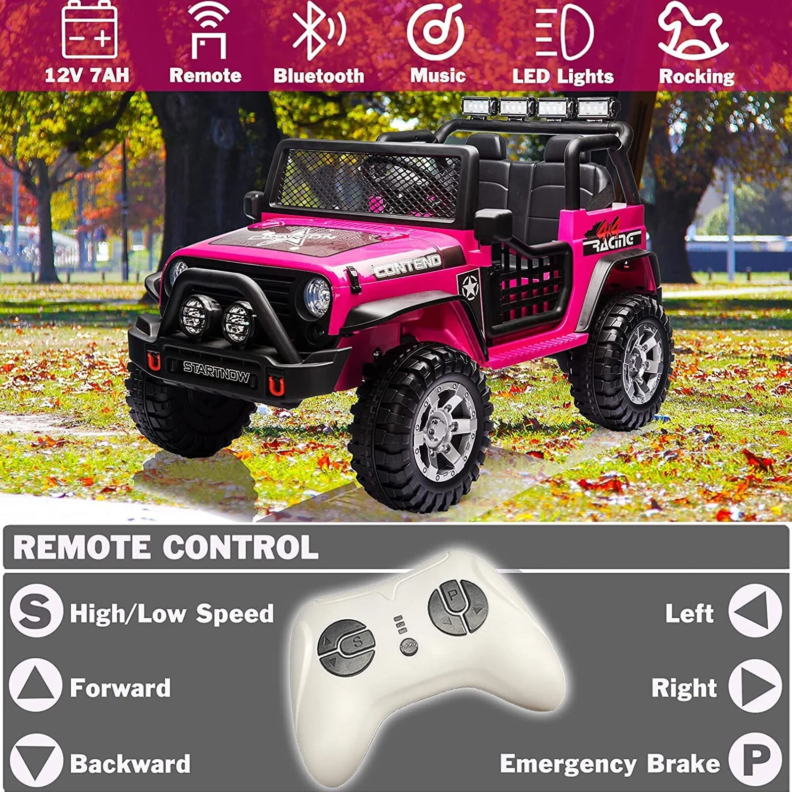 12V Electric 2-Seater Kids Ride-On Jeep Truck with Remote and MP3 Player for Ages 3-8 - Image 9