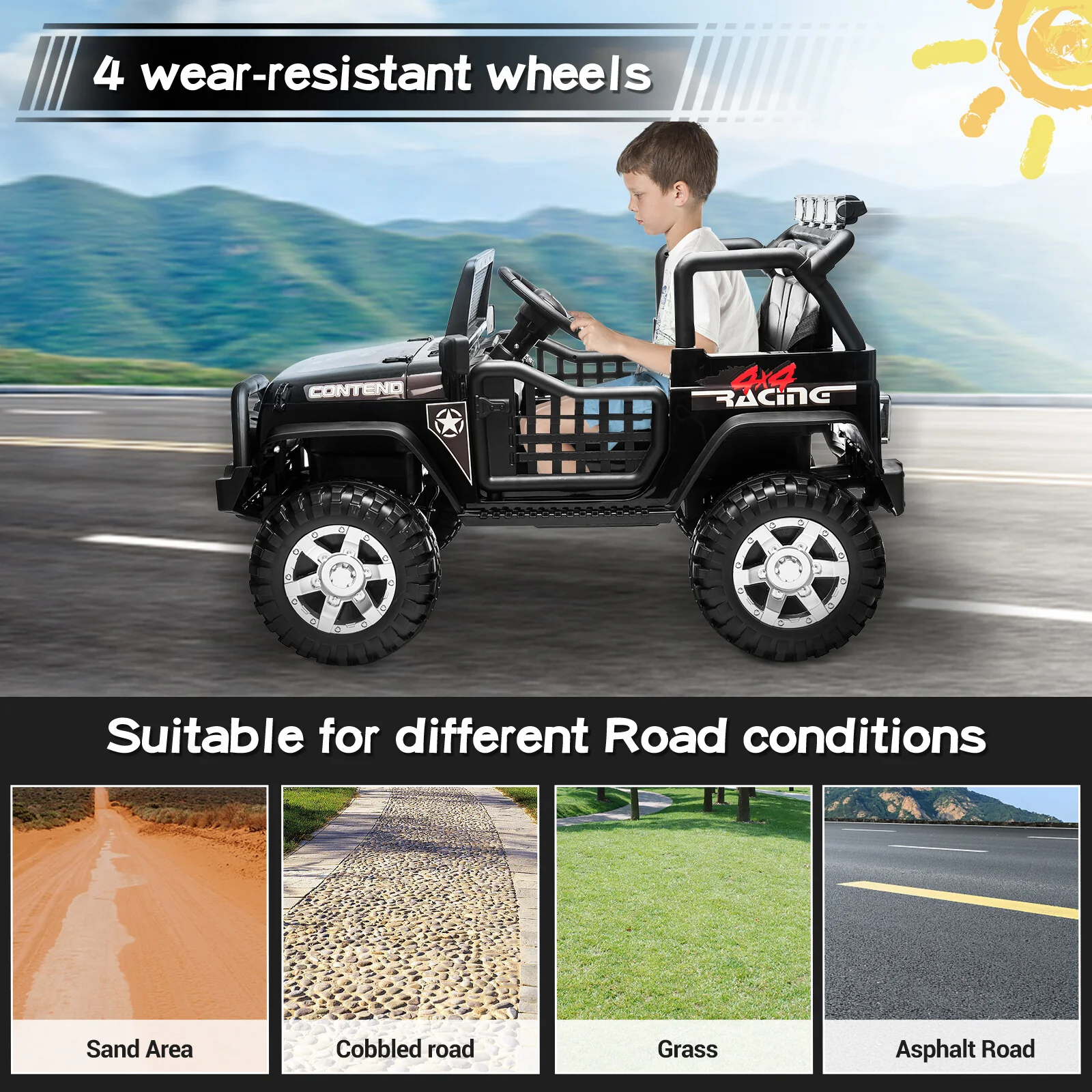 12V Electric 2-Seater Kids Ride-On Jeep with Remote Control - Image 3