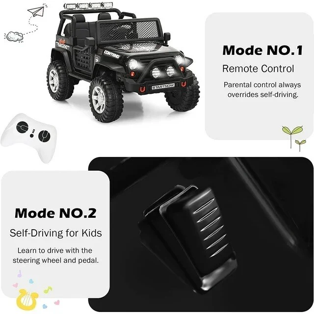 12V Electric 2-Seater Kids Ride-On Jeep with Remote Control Toy Vehicle - Image 3