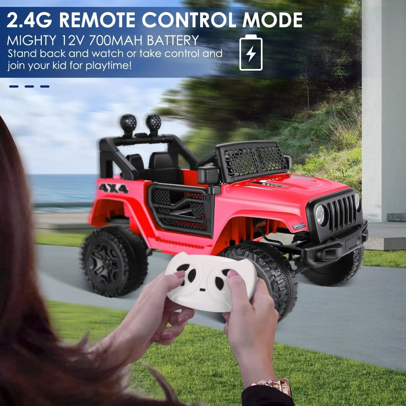 12V Electric Kids Ride-On Truck with Bluetooth, Remote Control, LED Lights, and 2-Seater Capacity - Image 25