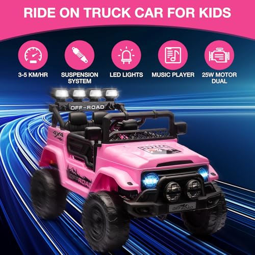 12V Kids Ride-On 4-Wheeler Truck Car Toy for Big Kids with 5MPH Max Speed