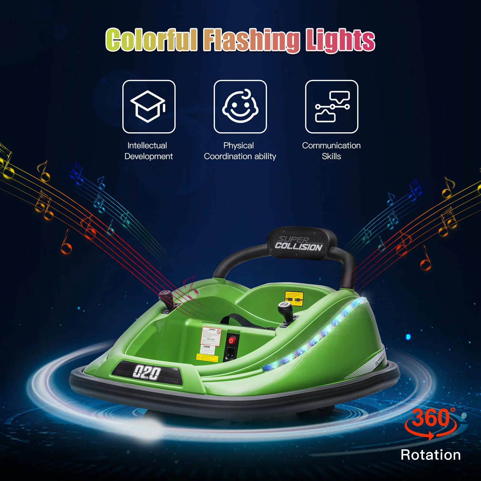 12V Electric Kids Ride-On Bumper Car with 360° Spin and Parent Remote Control - Image 6
