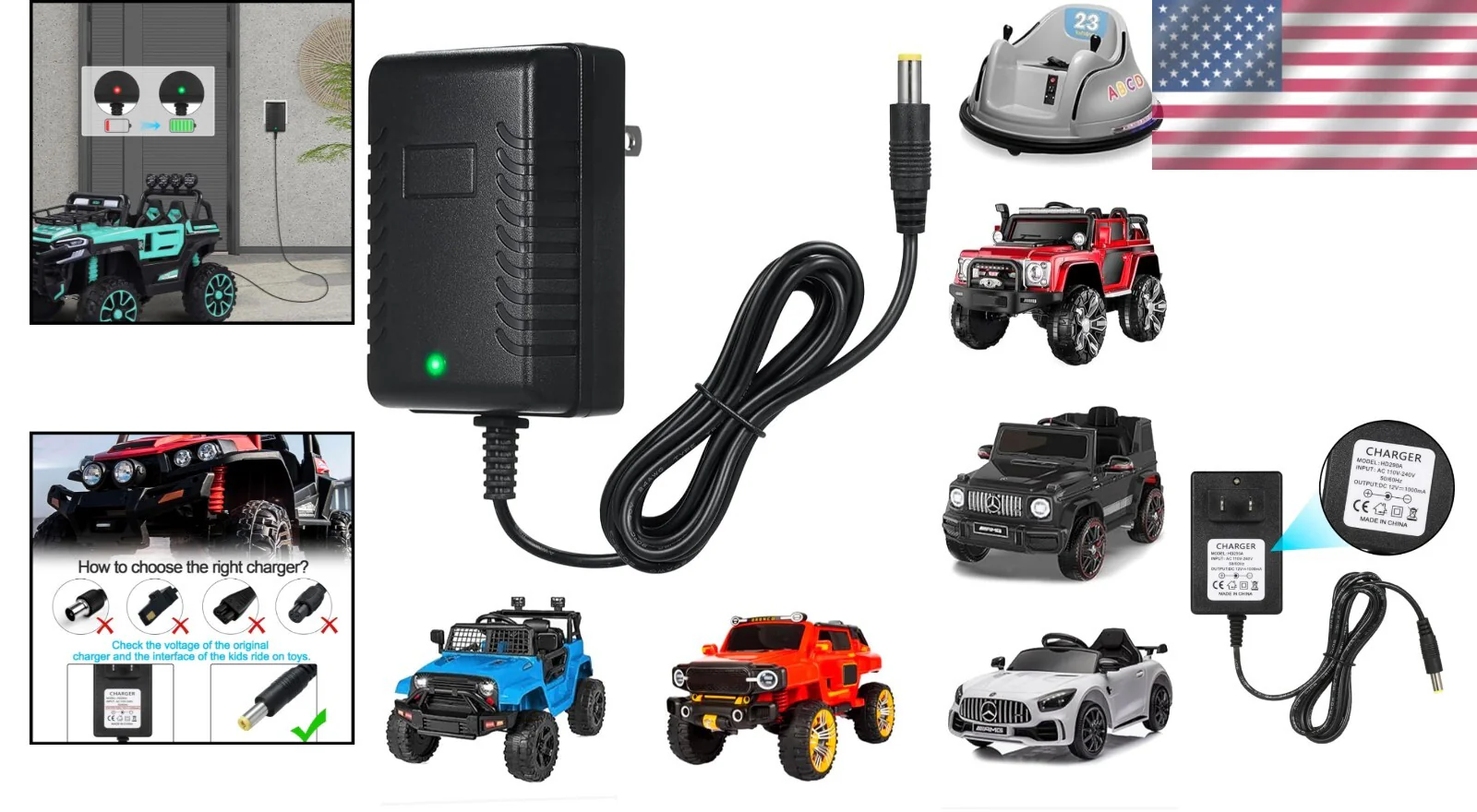 12V Kids Ride-On Car Charger Fast Charging Safety Certified Universal Adapter - Image 2