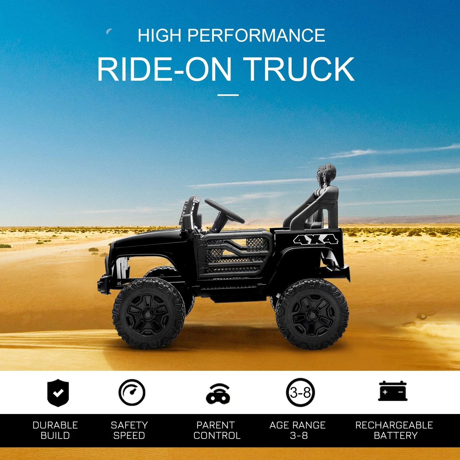 12V Electric Battery-Powered Kids Off-Road Ride-On Truck with Remote Control - Image 4