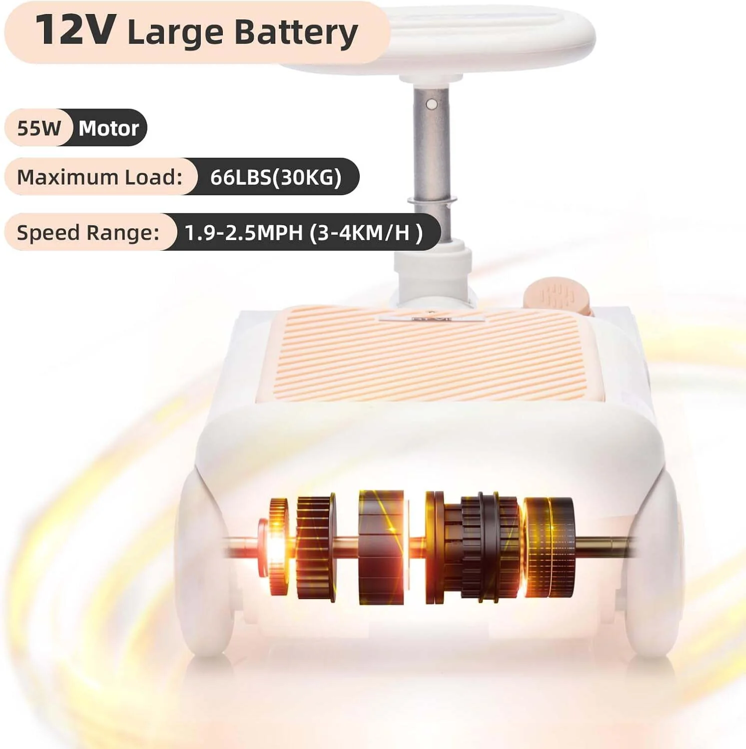 12V Electric Kids Ride-On Go Kart with Battery, Music, and Cleaning Mop Toy - Image 17
