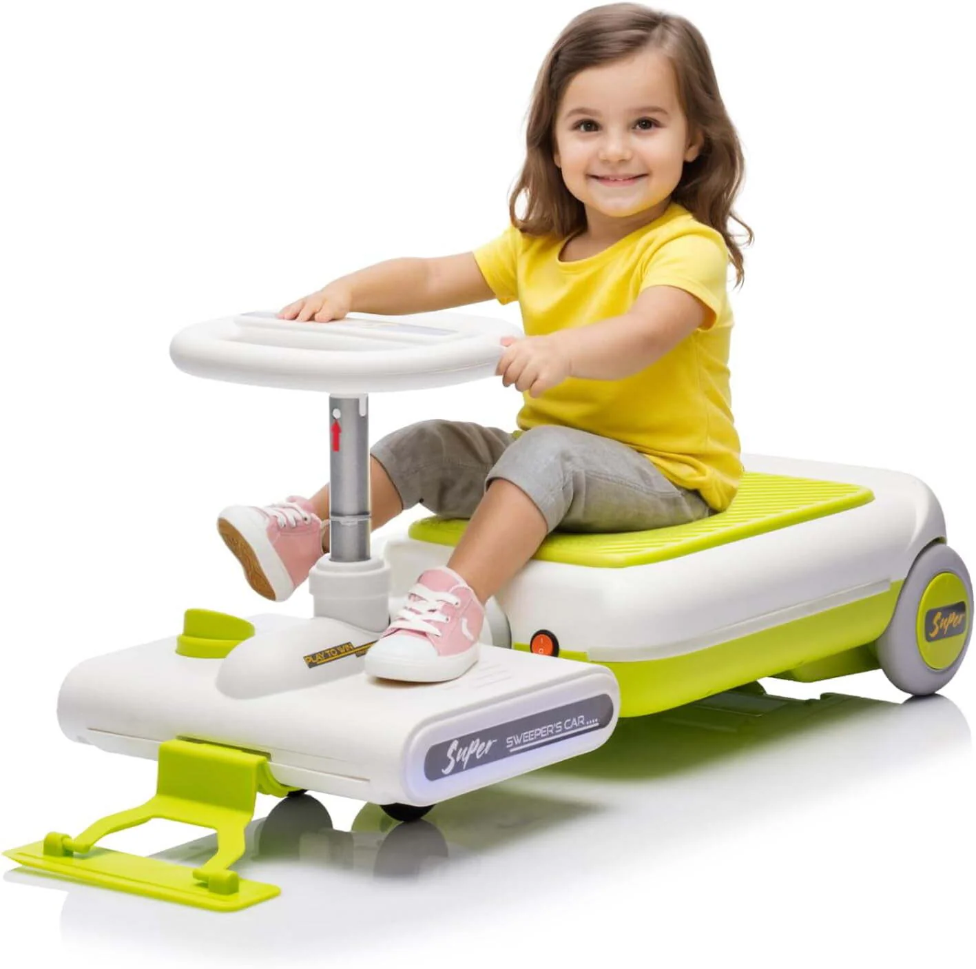 12V Electric Kids Ride-On Go Kart with Battery, Music, and Cleaning Mop Toy - Image 19
