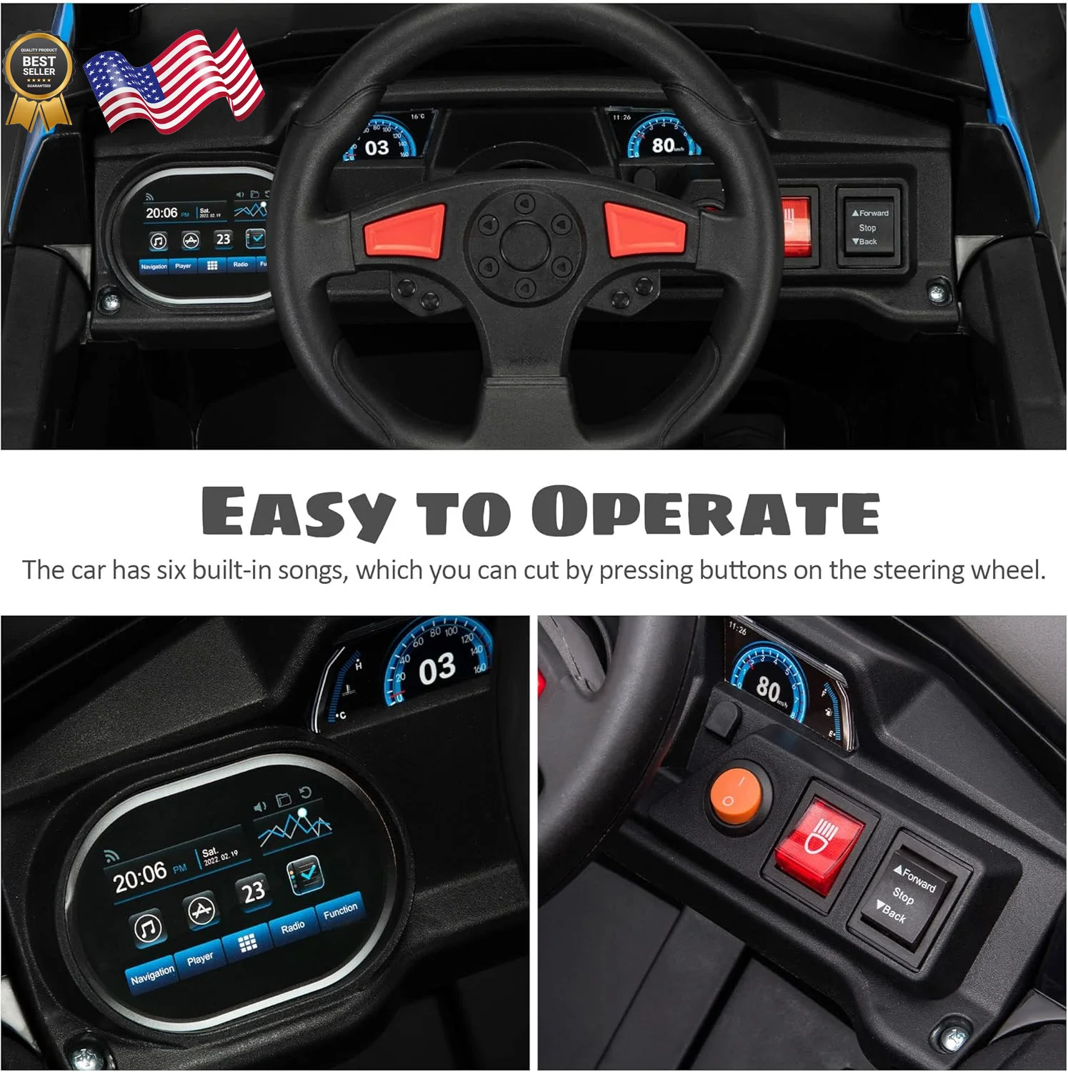 12V Electric Kids Ride-On Off-Road UTV Truck with Forward and Reverse Functions - Image 3