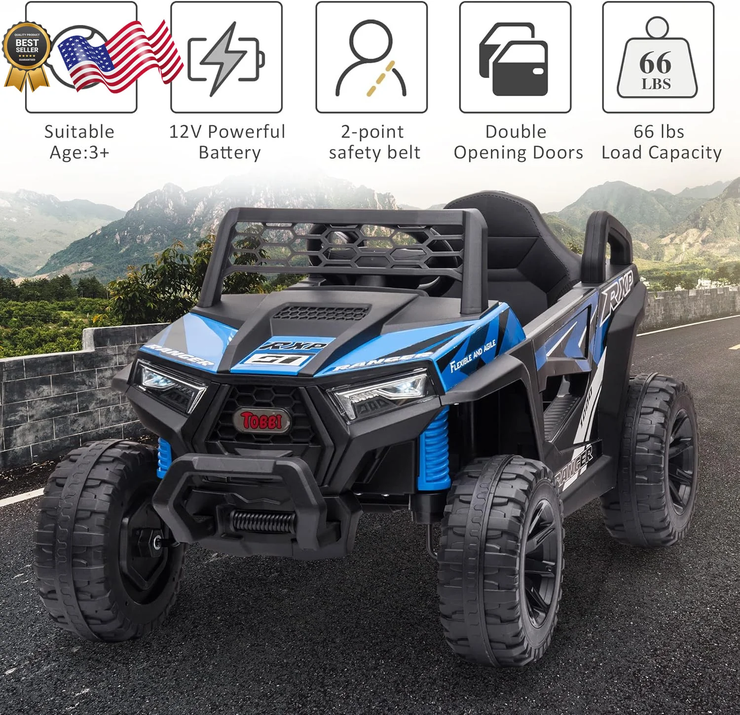 12V Electric Kids Ride-On Off-Road UTV Truck with Forward and Reverse Functions - Image 5