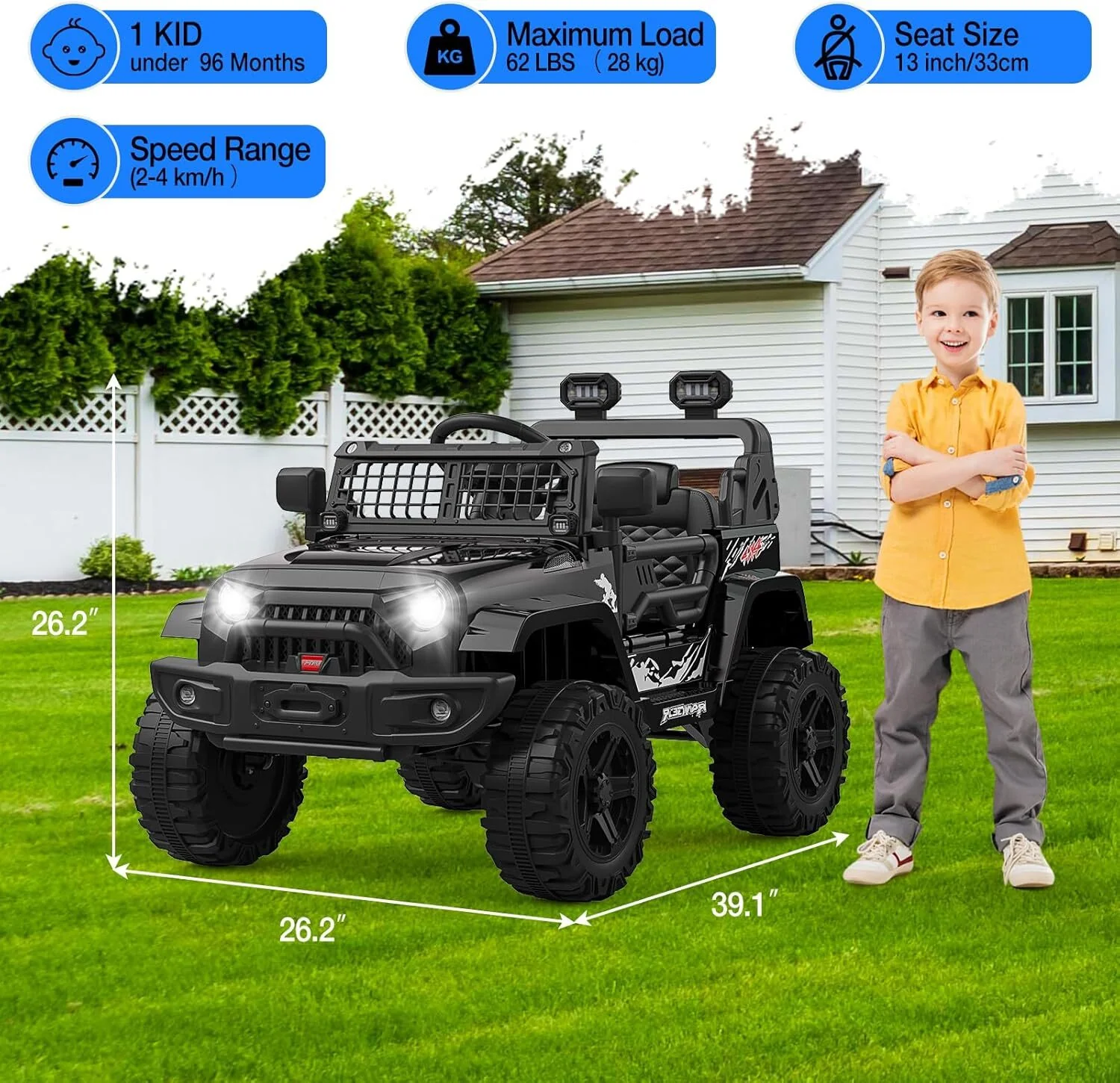 12V Kids Electric Ride-On Off-Road SUV Truck Toy with LED Lights - Image 10