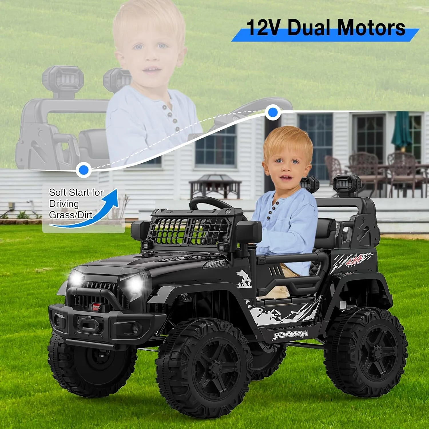 12V Kids Electric Ride-On Off-Road SUV Truck Toy with LED Lights - Image 11