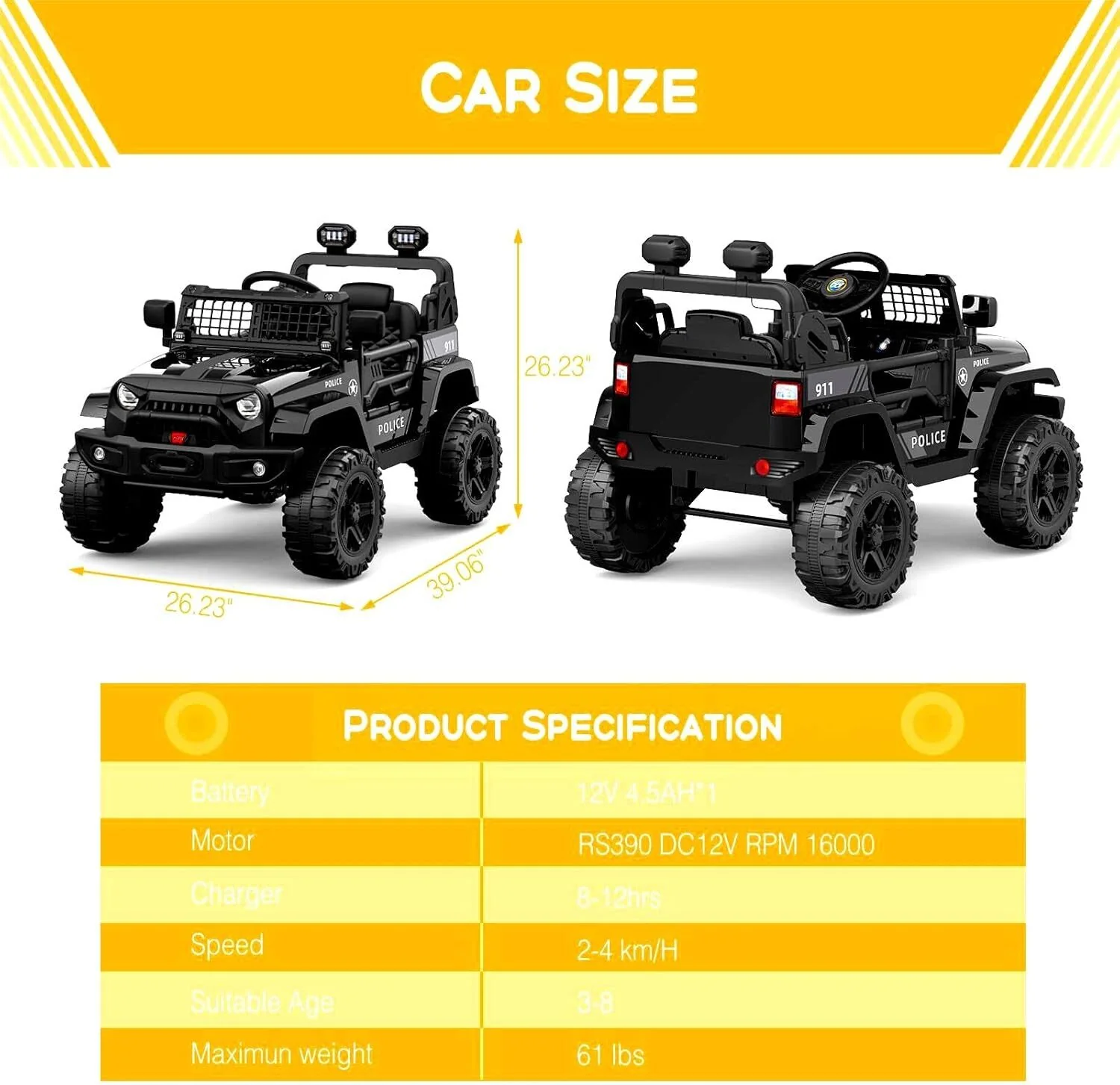 12V Kids Electric Ride-On Off-Road SUV Truck Toy with LED Lights - Image 5