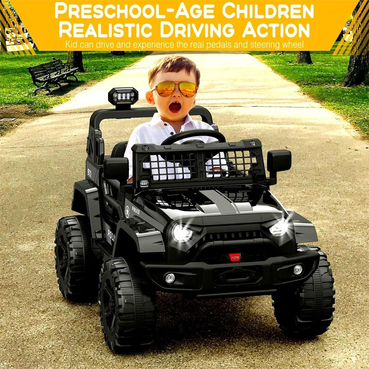 12V Kids Electric Ride-On Off-Road SUV Truck Toy with LED Lights - Image 6