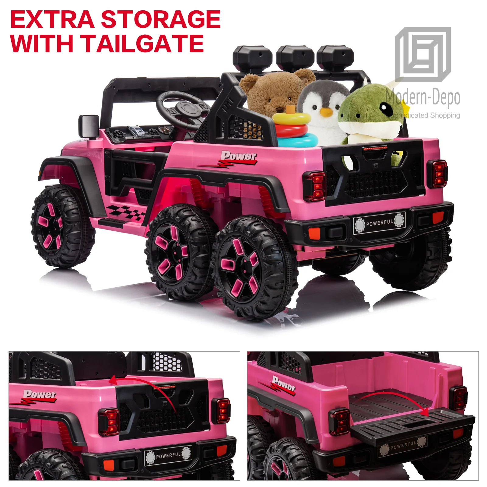 12V Electric Kids Ride-On Truck with Remote Control, DIY Stickers, and 6 Wheels - Image 4