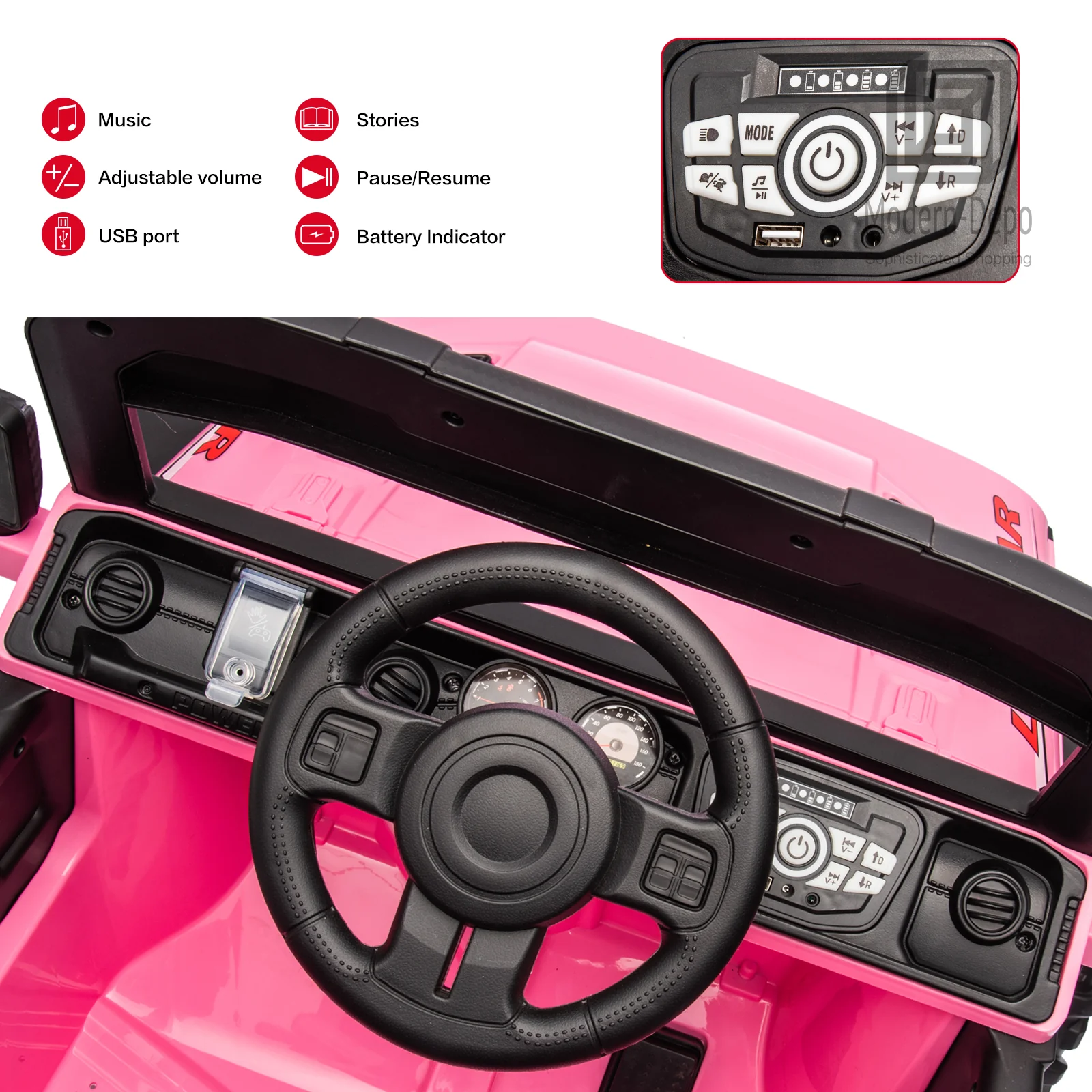 12V Electric Kids Ride-On Truck with Remote Control, DIY Stickers, and 6 Wheels - Image 5