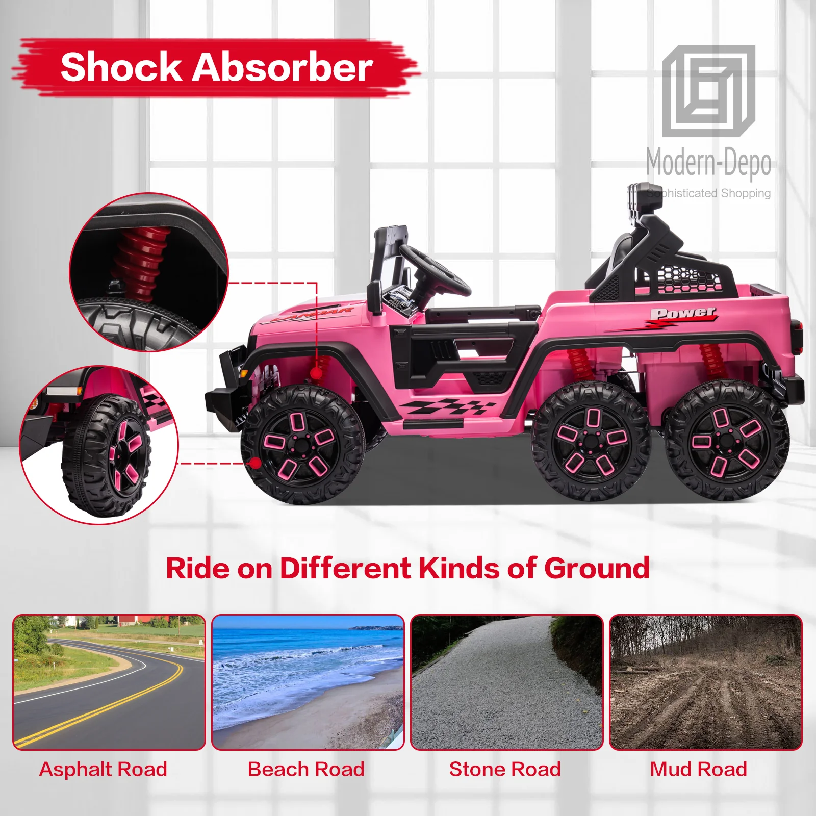 12V Electric Kids Ride-On Truck with Remote Control, DIY Stickers, and 6 Wheels - Image 6